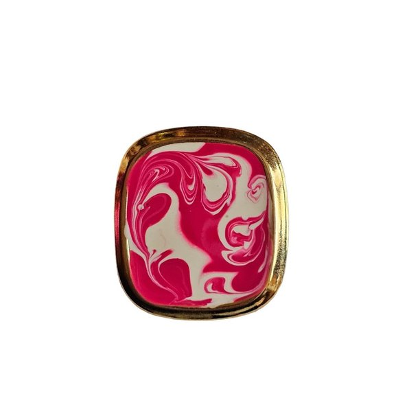 Vintage ALLISON REED Paint Pink White Swirl Rectangular PIERCED EARRINGS - Picture 6 of 11